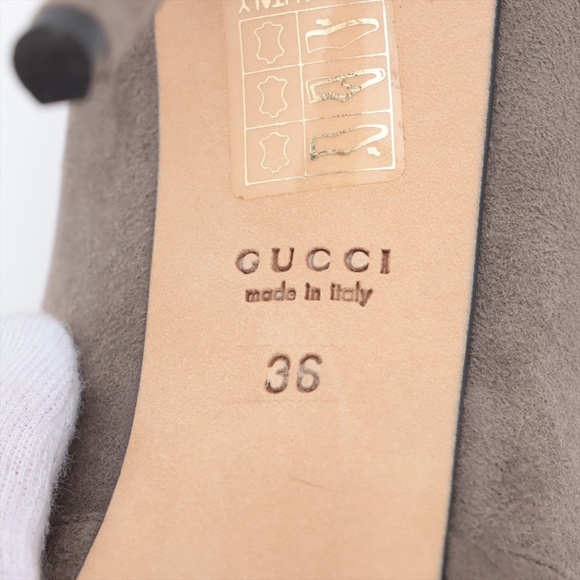 GUCCI Grey Suede Bow Peep Toe Pumps Size 36 US Regular price - Picture 8 of 13